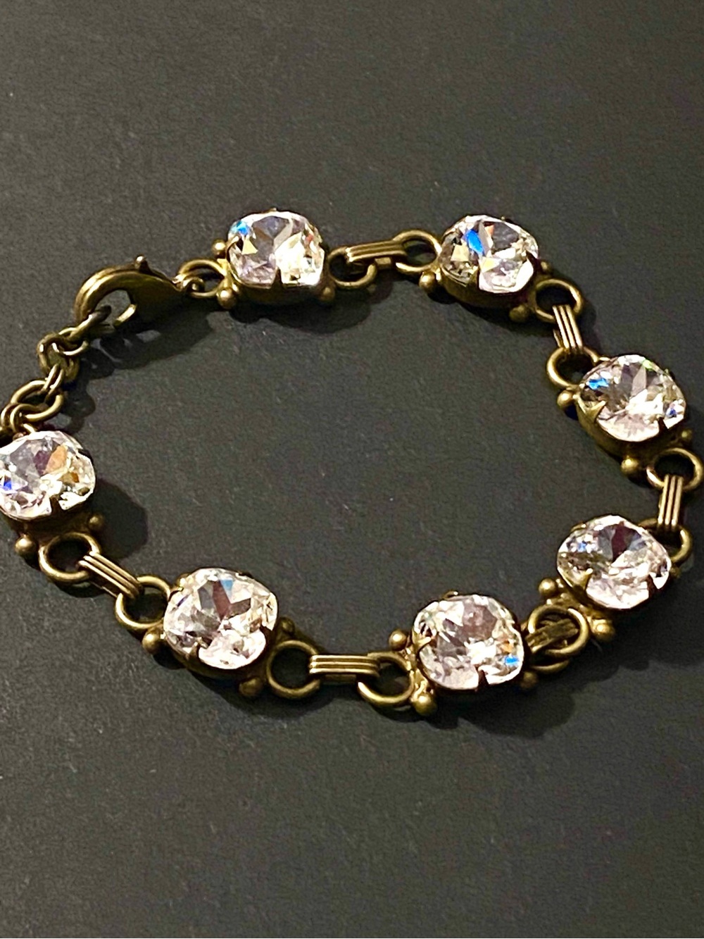 Vintage Sorrelli Brass Crystal Link Bracelet